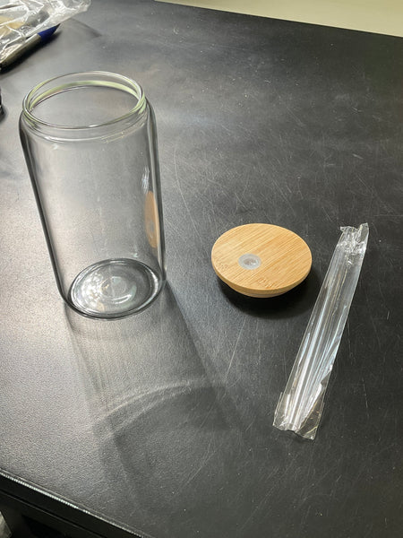 Sublimation Glass Can, Sublimation Glass Jar, 16oz Glass Can, Glass Jar with Lid, Sublimation Tumbler